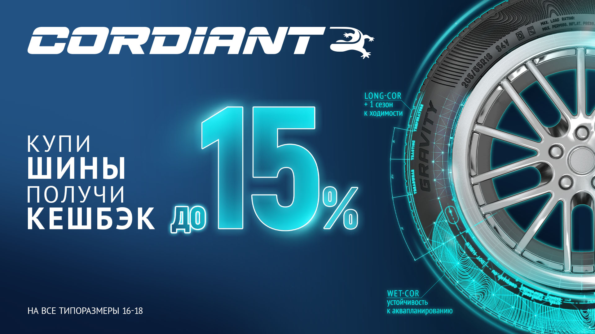 Cordiant: кешбэк и призы за покупку летних шин